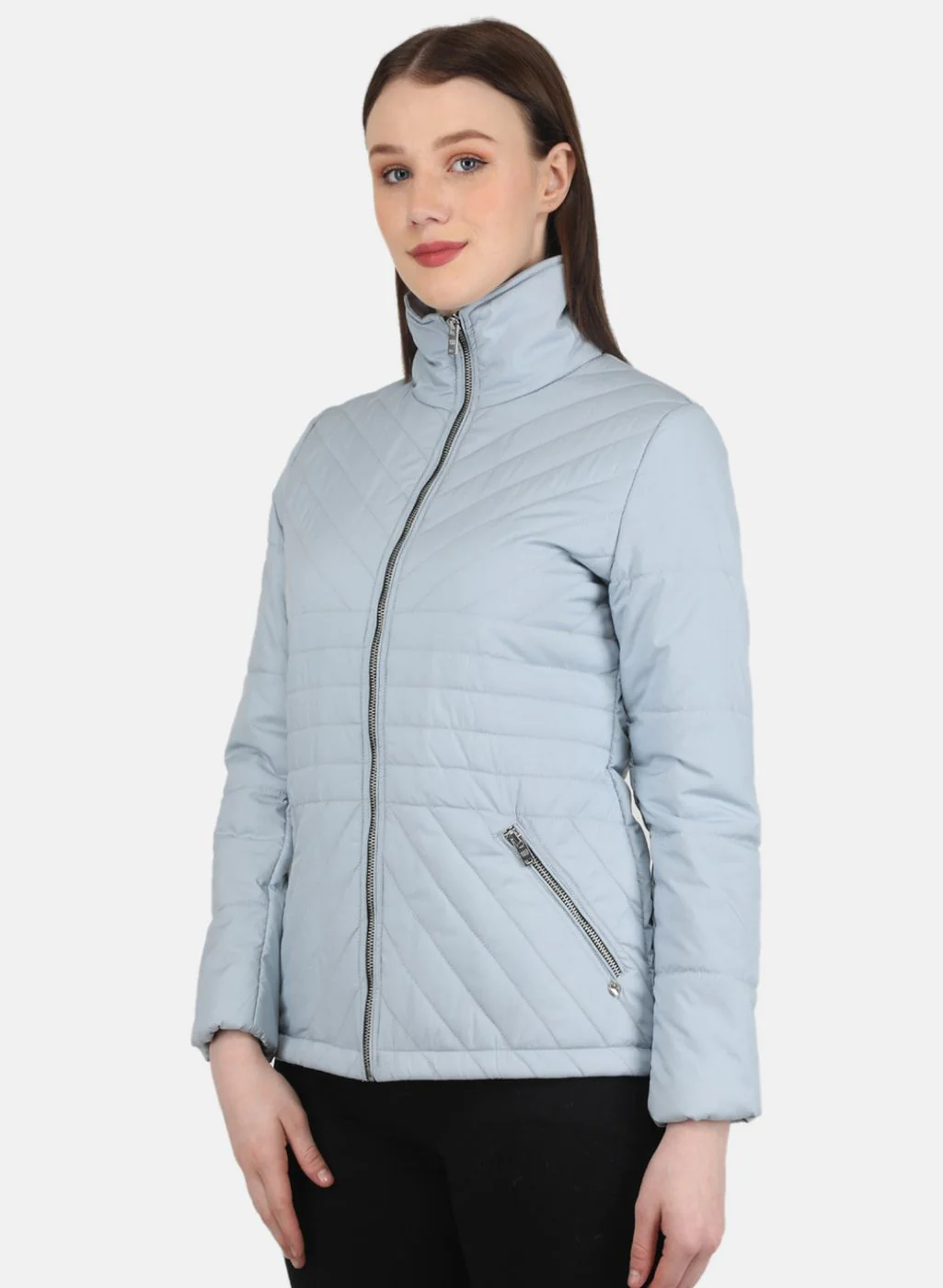Women Blue Solid Jacket - Image 2