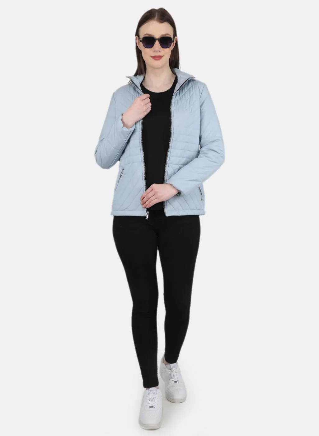 Women Blue Solid Jacket - Image 4