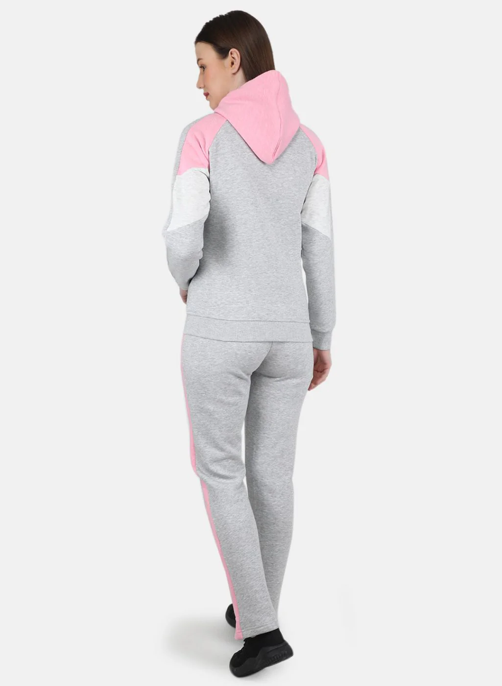 Women Grey Solid Tracksuit - Image 3
