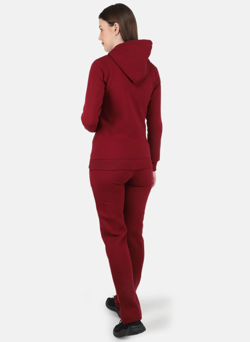 Women Maroon Solid Tracksuit - Image 3