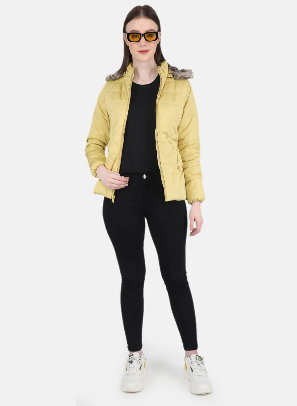 Women Mustard Solid Jacket - Image 4