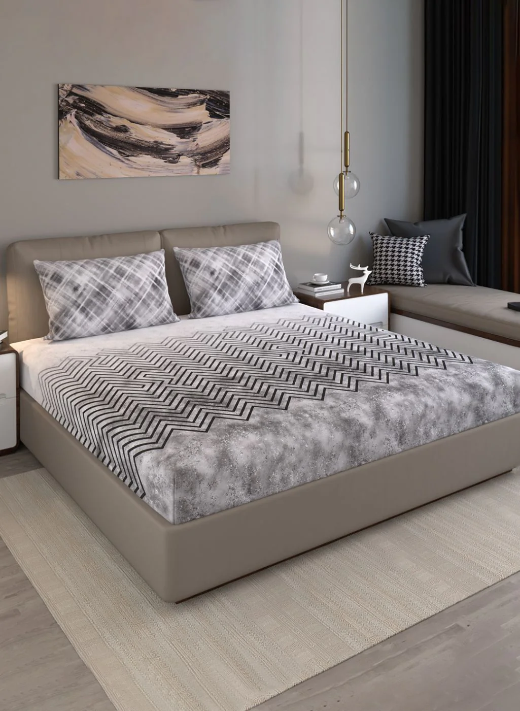 140TC Pure Cotton King Bedsheet with 2 Pillow Covers