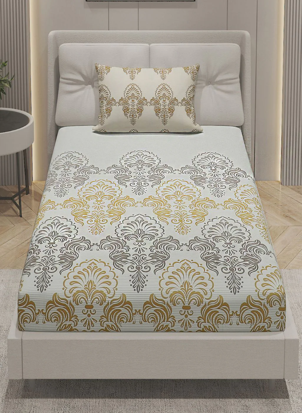 144TC Pure Cotton Single Bedsheet with 1 Pillow Covers