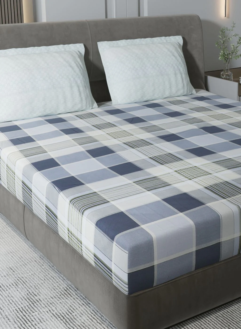 200TC Pure Cotton King Bedsheet with 2 Pillow Covers