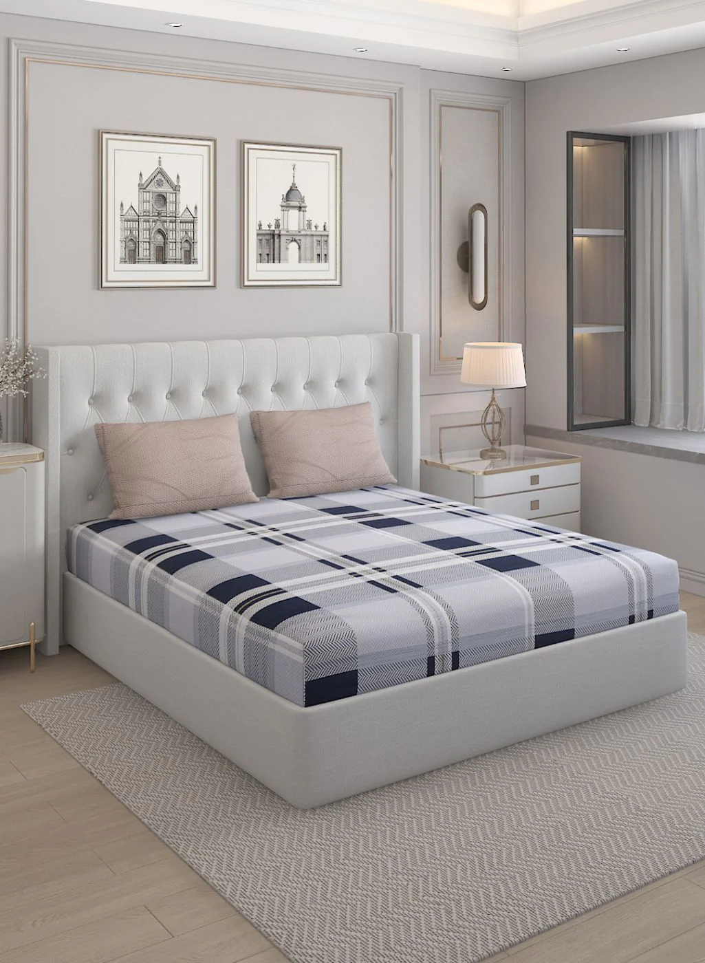 200TC Pure Cotton Queen Bedsheet with 2 Pillow Covers
