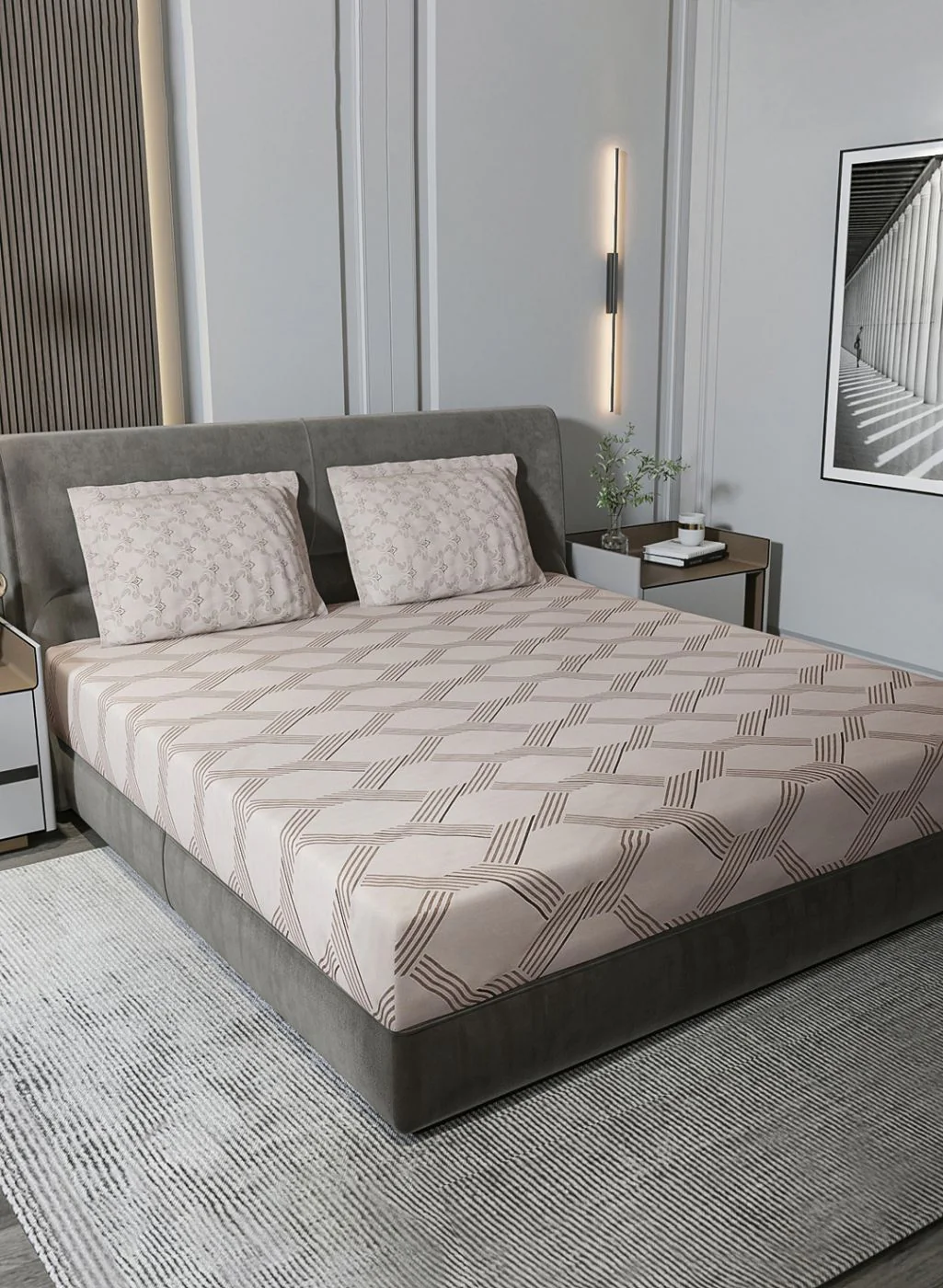 210TC Pure Cotton King Bedsheet with 2 Pillow Covers