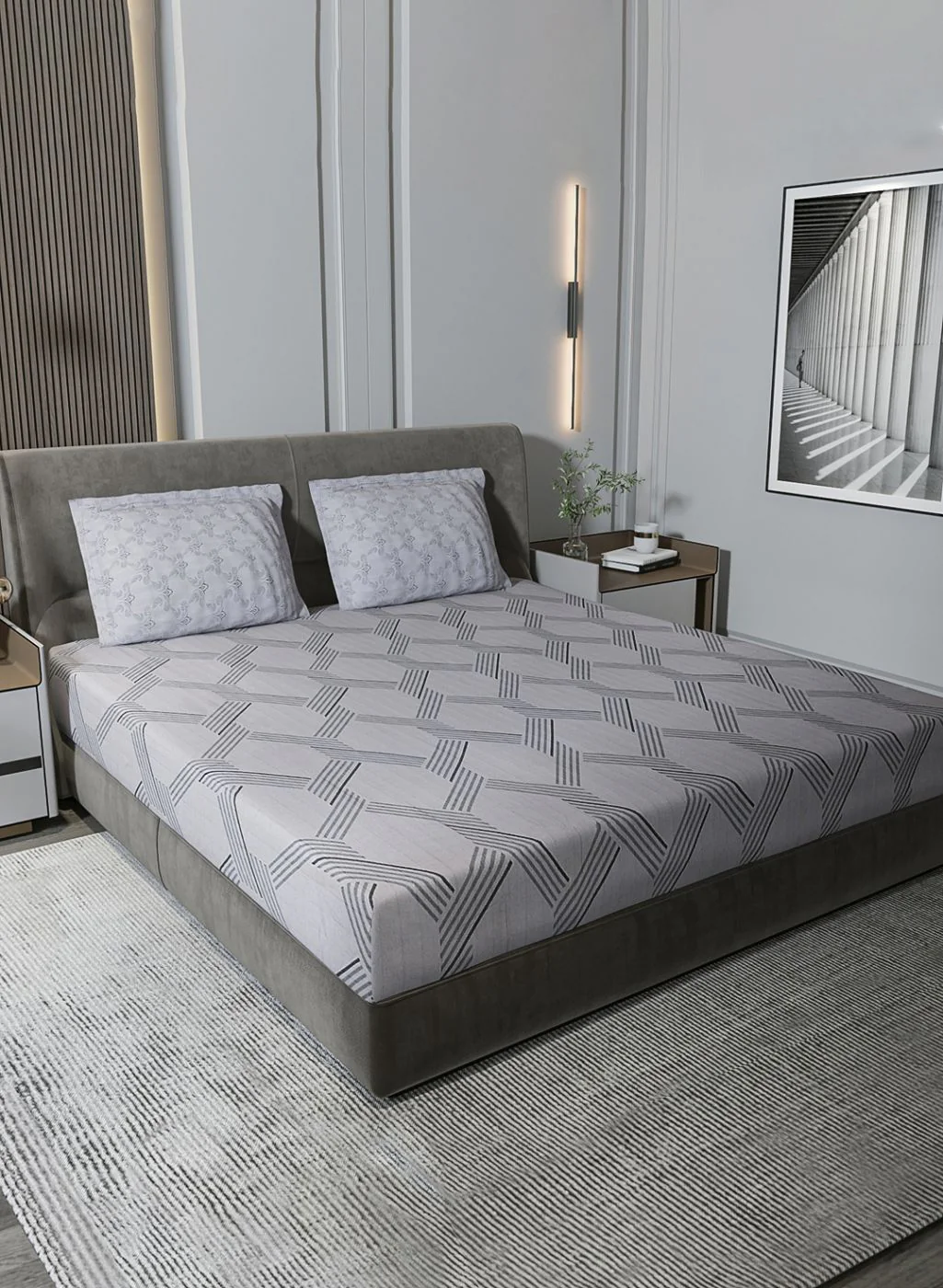 210TC Pure Cotton King Bedsheet with 2 Pillow Covers