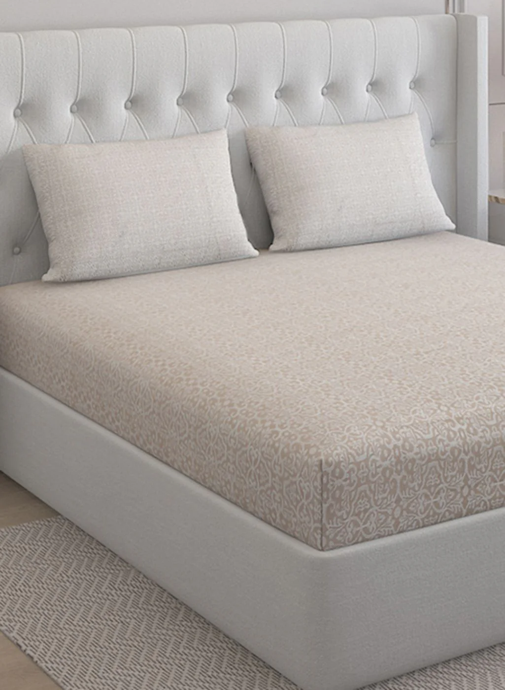 210TC Pure Cotton Queen Bedsheet with 2 Pillow Covers
