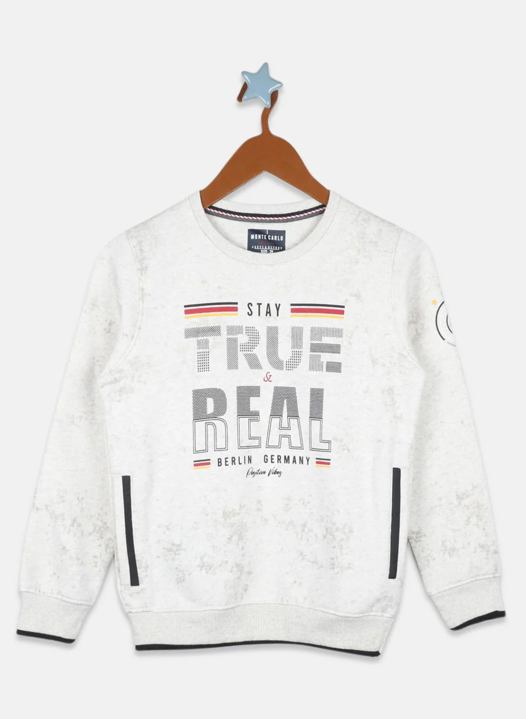 Boys Beige Printed Sweatshirt