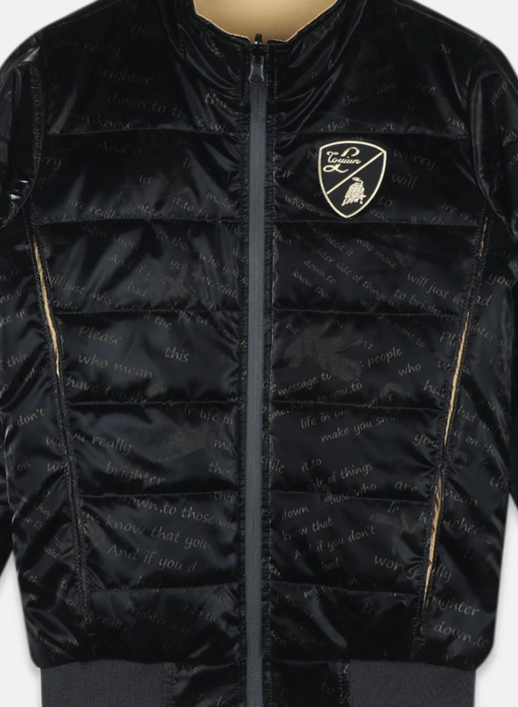 Boys Black Printed Jacket - Image 3
