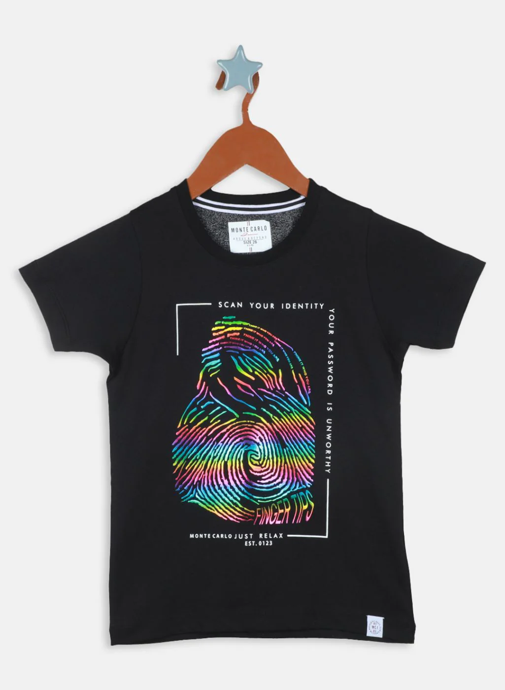 Boys Black Printed T-Shirt