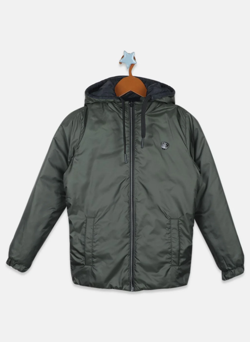 Boys Black Reversible Solid Jacket - Image 4