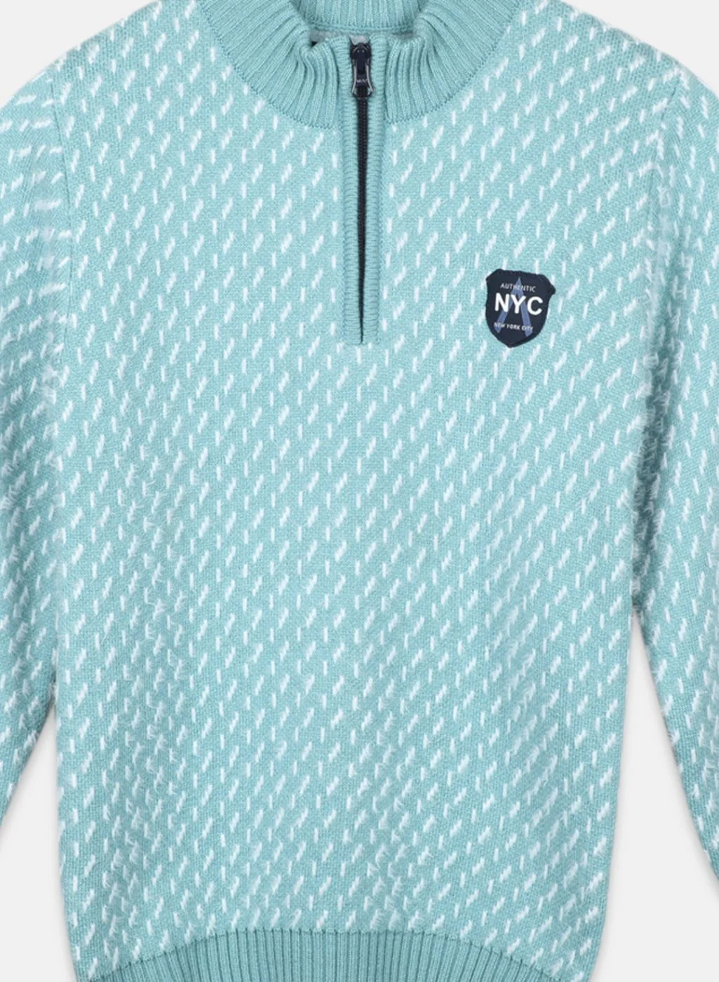 Boys Blue Jaquard Pullover - Image 3