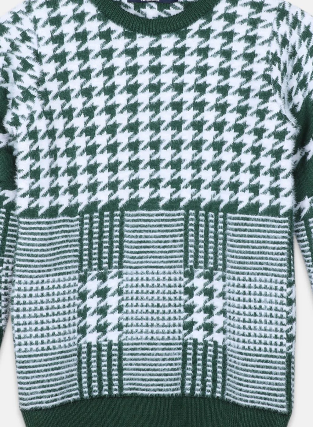 Boys Green Jaquard Pullover - Image 3