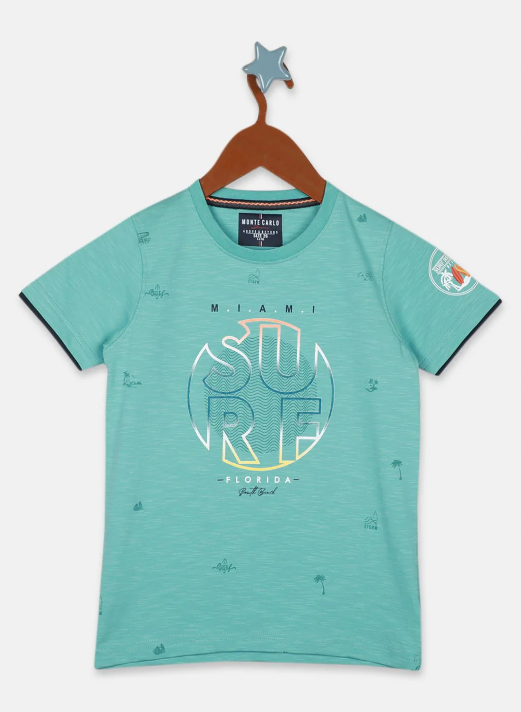 Boys Green Printed T-Shirt