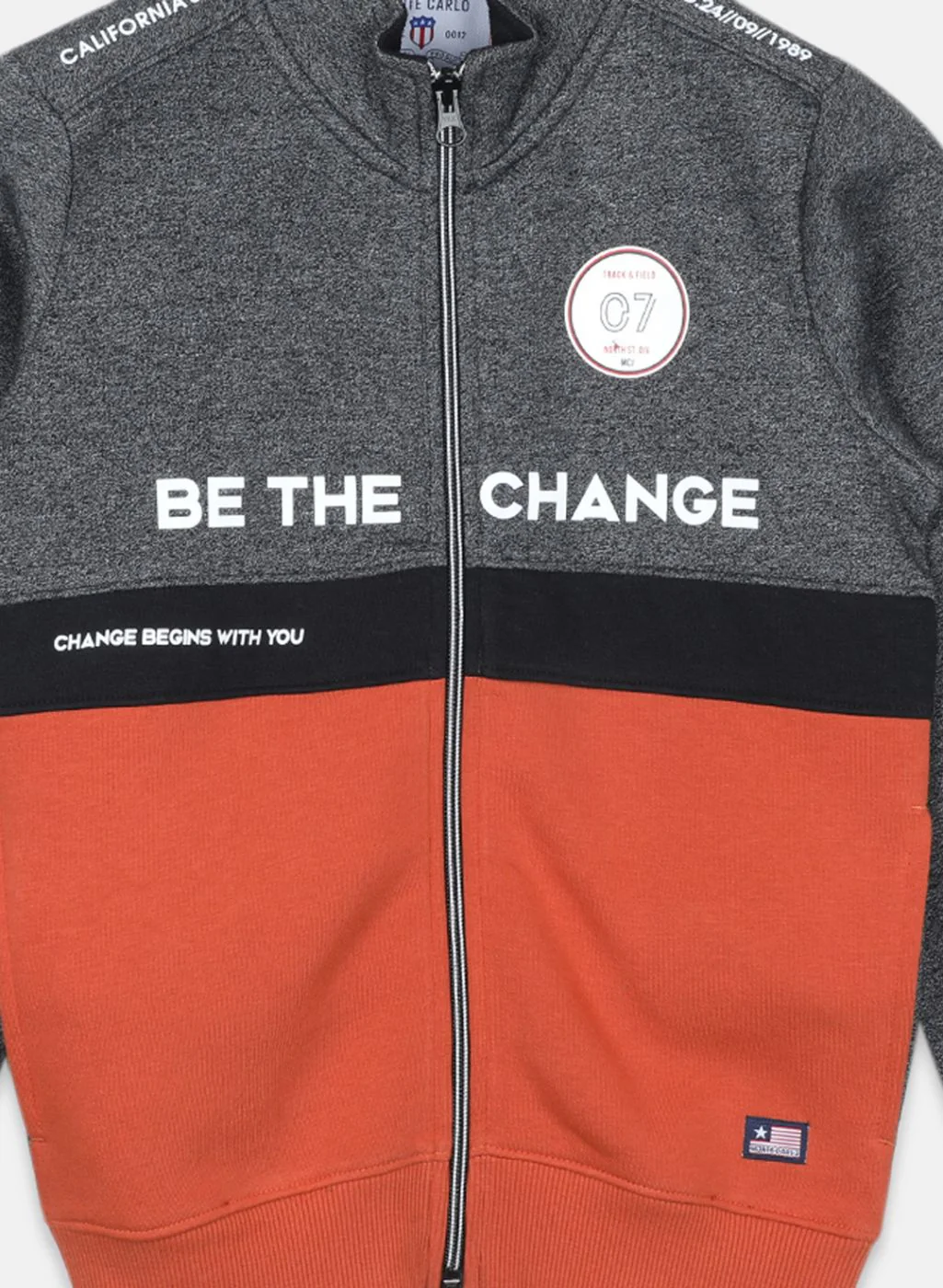 Boys Grey & Orange Printed Sweatshirt - Image 3