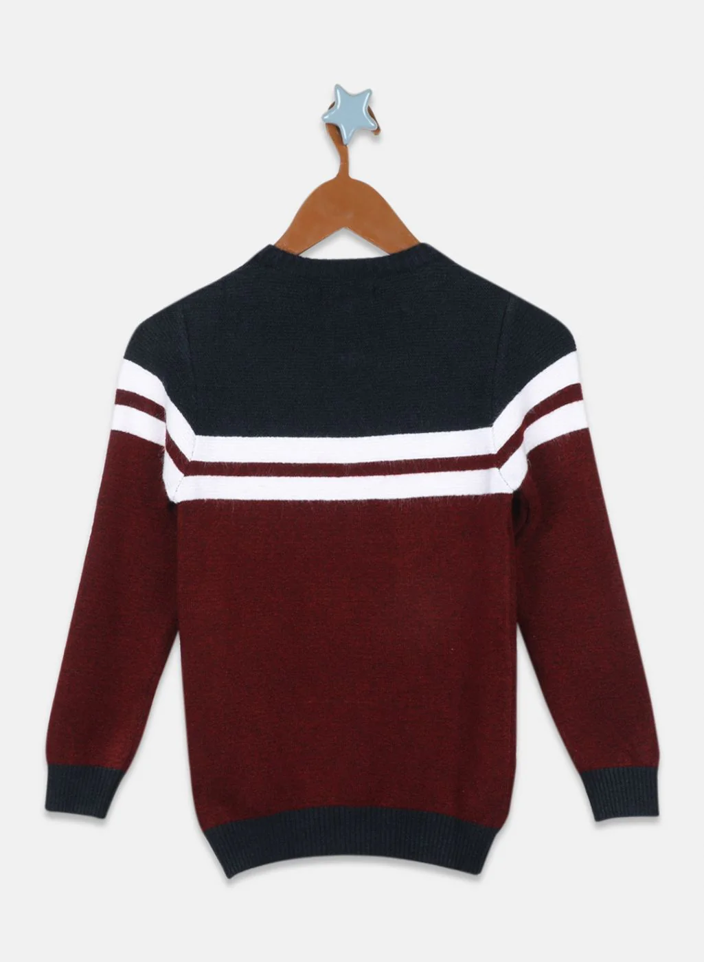 Boys Maroon Solid Pullover - Image 2