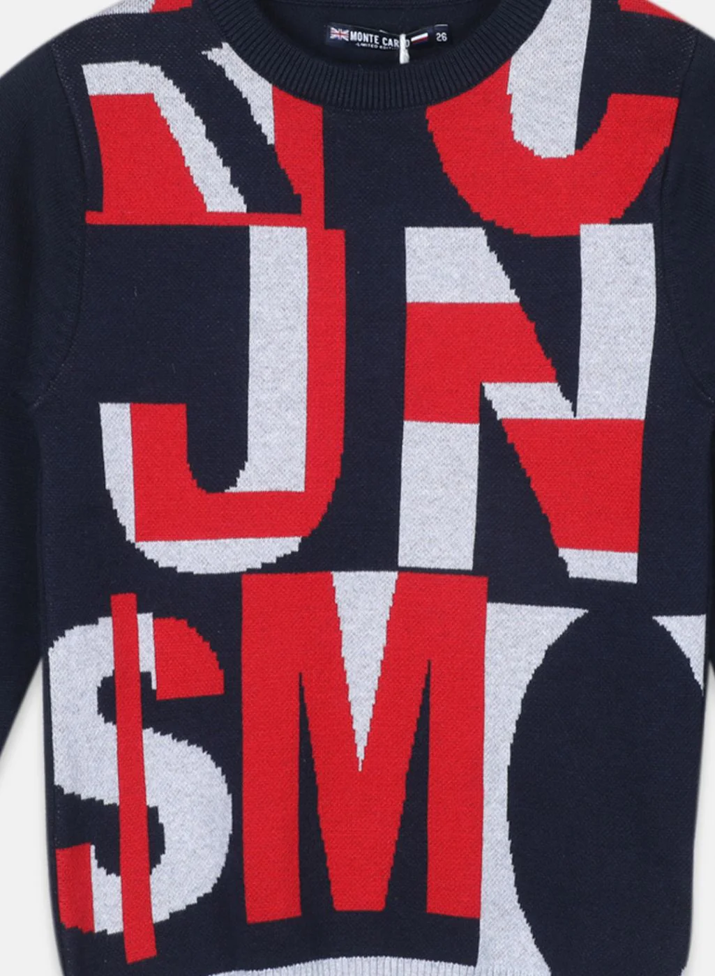 Boys NAvy Blue Jaquard Pullover - Image 3