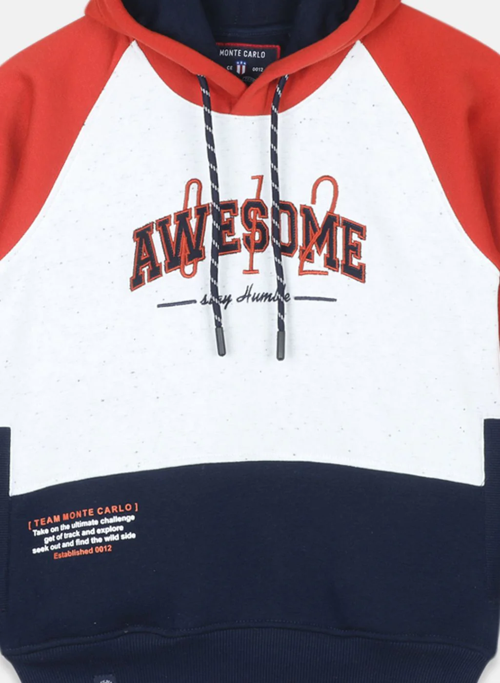 Boys NAvy Blue & Rust Orange Printed Sweatshirt - Image 3