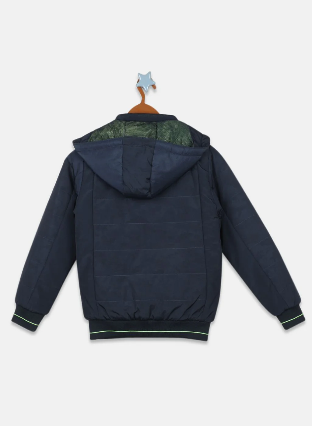 Boys NAvy Blue Self Design Jacket - Image 2