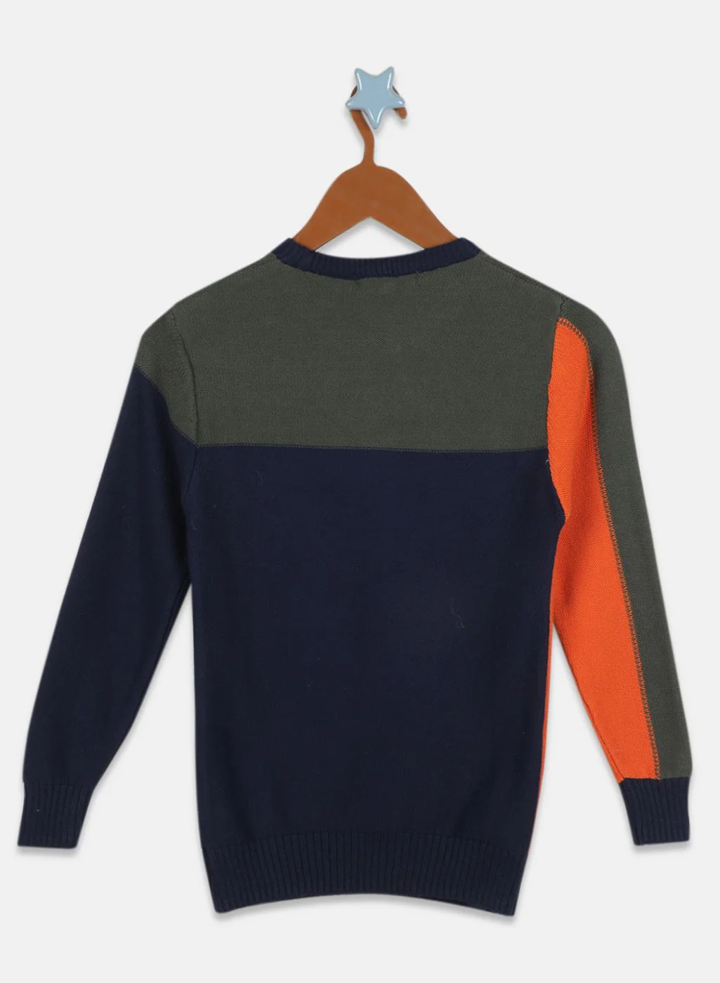 Boys NAvy Blue Solid Pullover - Image 2