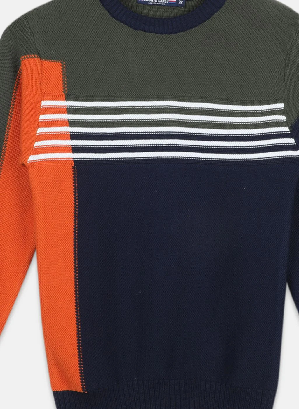 Boys NAvy Blue Solid Pullover - Image 3
