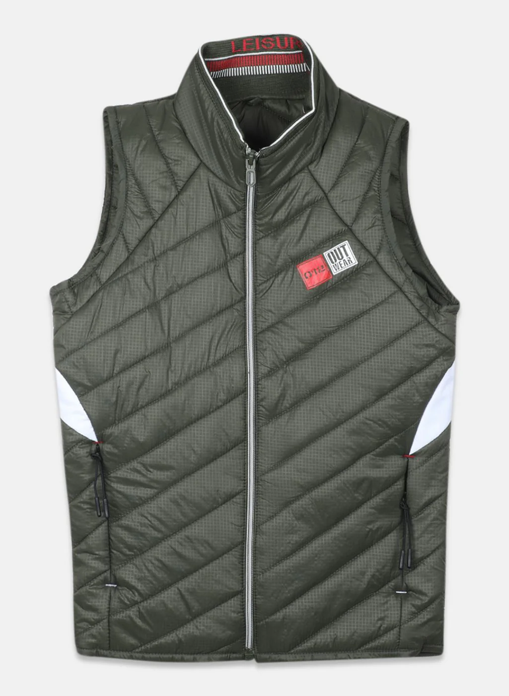 Boys Olive Self Design Jacket