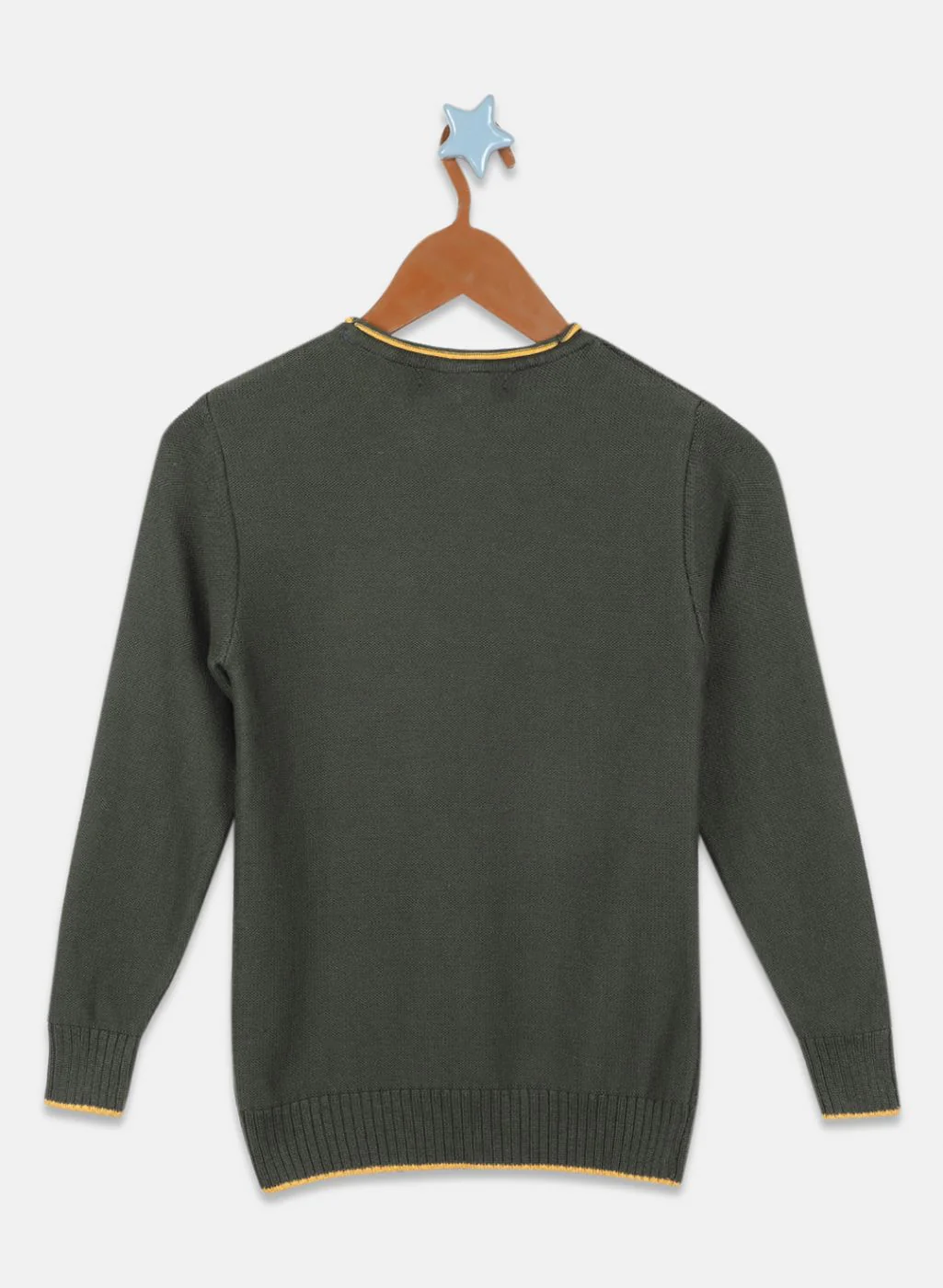 Boys Olive Solid Pullover - Image 2
