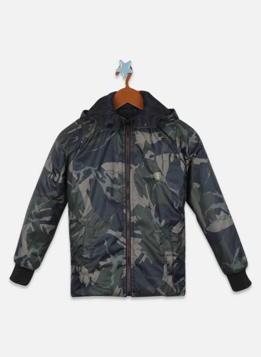 Boys Orange Printed Jacket - Image 3