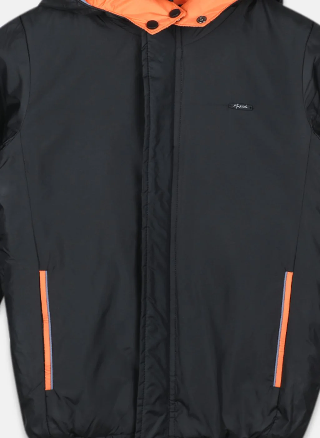 Boys Orange Solid Jacket - Image 3