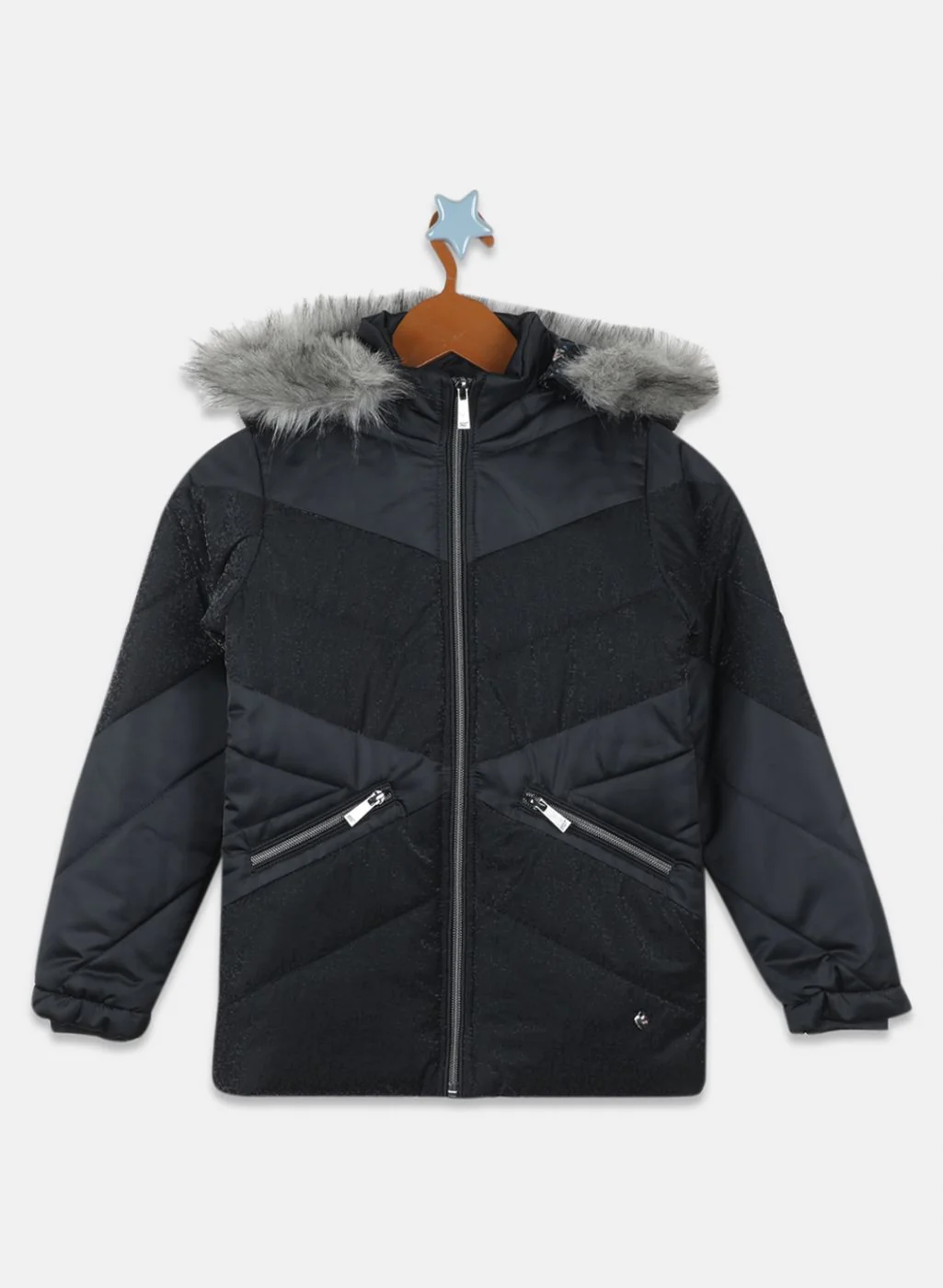Girls Black Solid Jacket