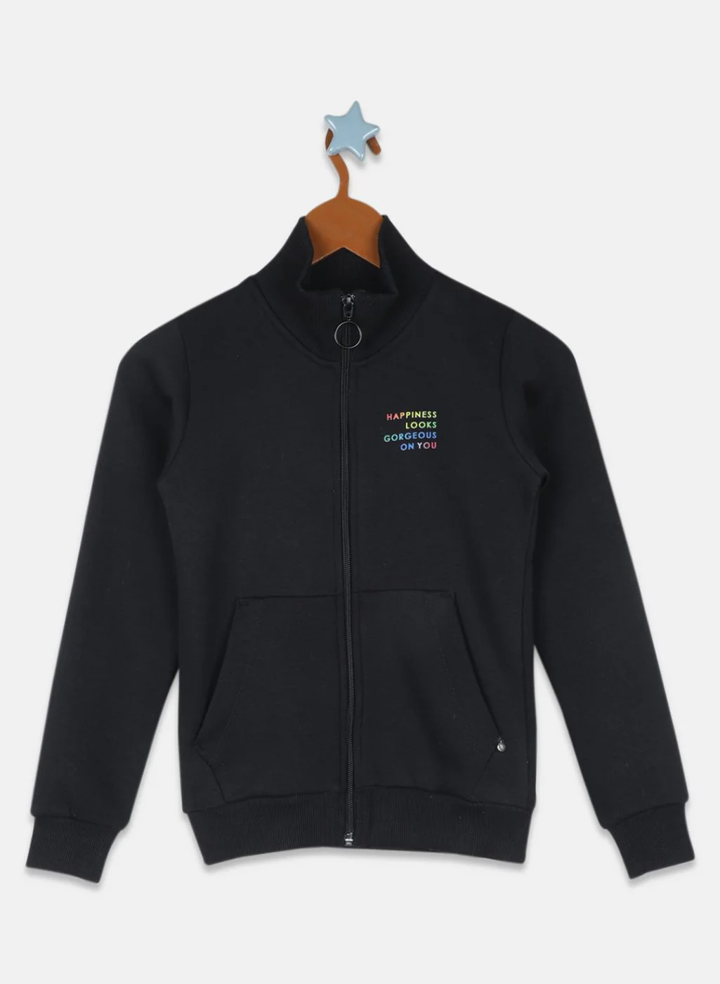 Girls Black Solid Sweatshirt