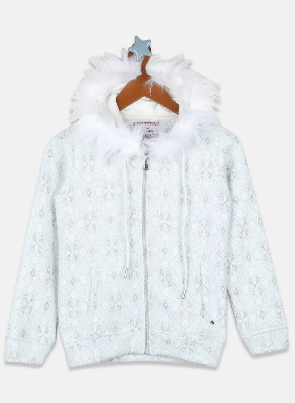 Girls Blue Jaquard Sweatshirt