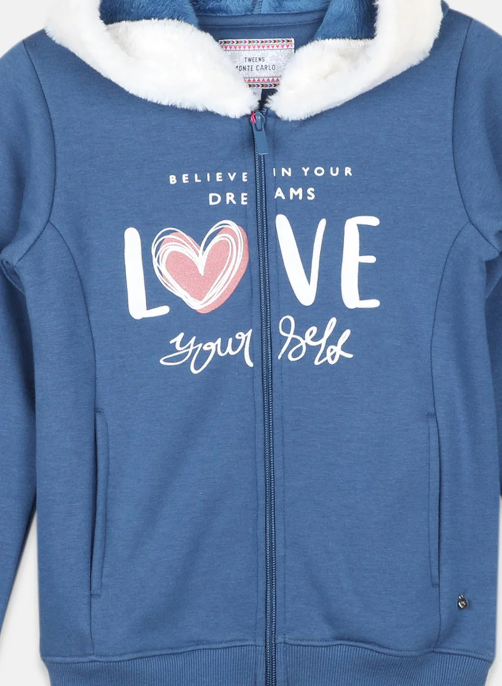Girls Blue Printed Sweatshirt - Image 3