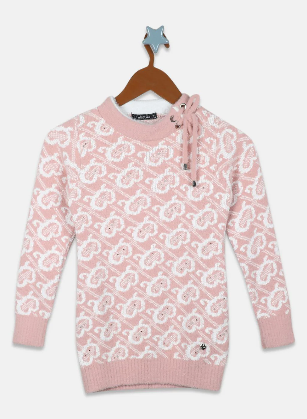 Girls Peach Jaquard Top