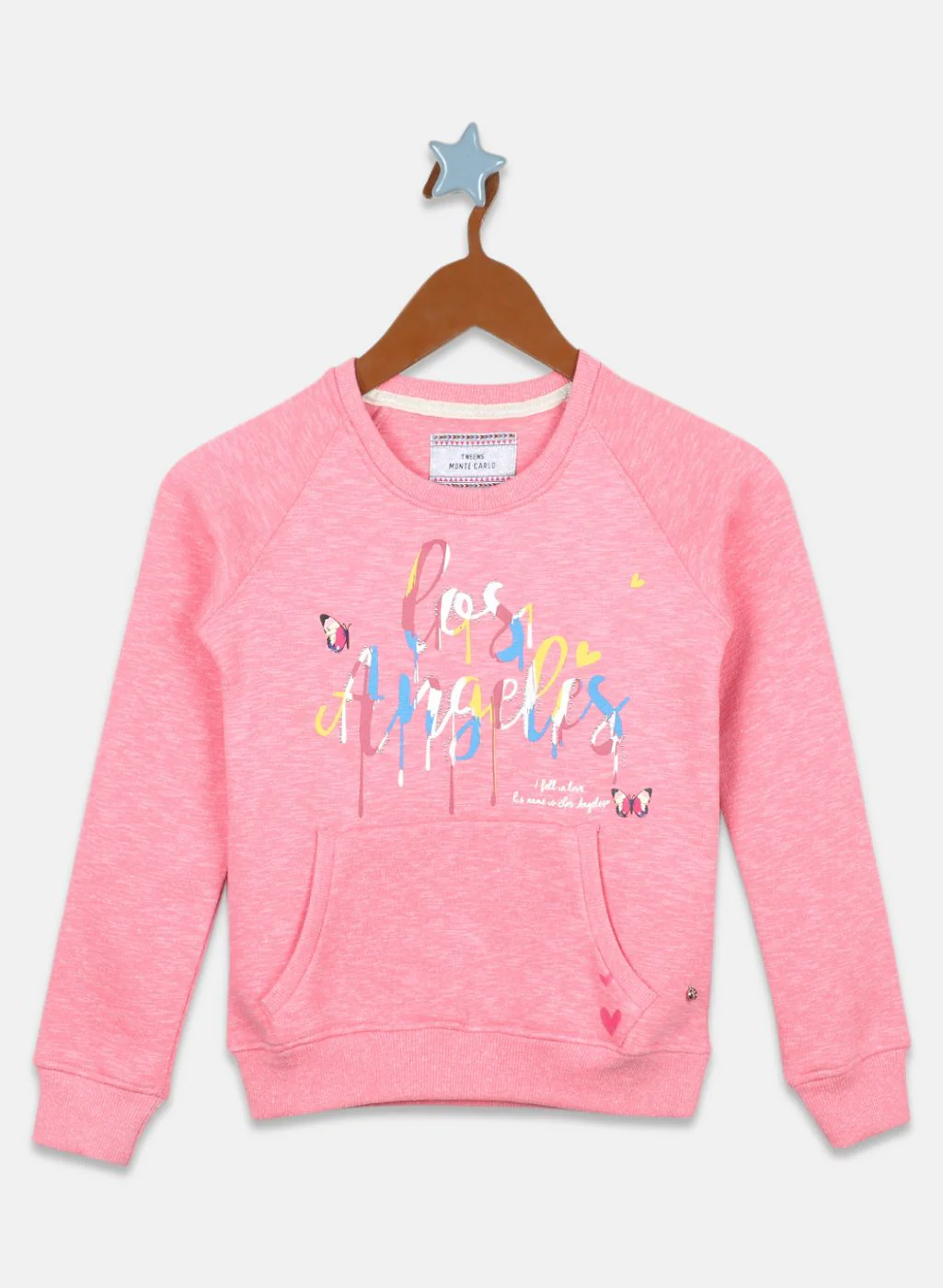 Girls Pink Printed Sweatshirt