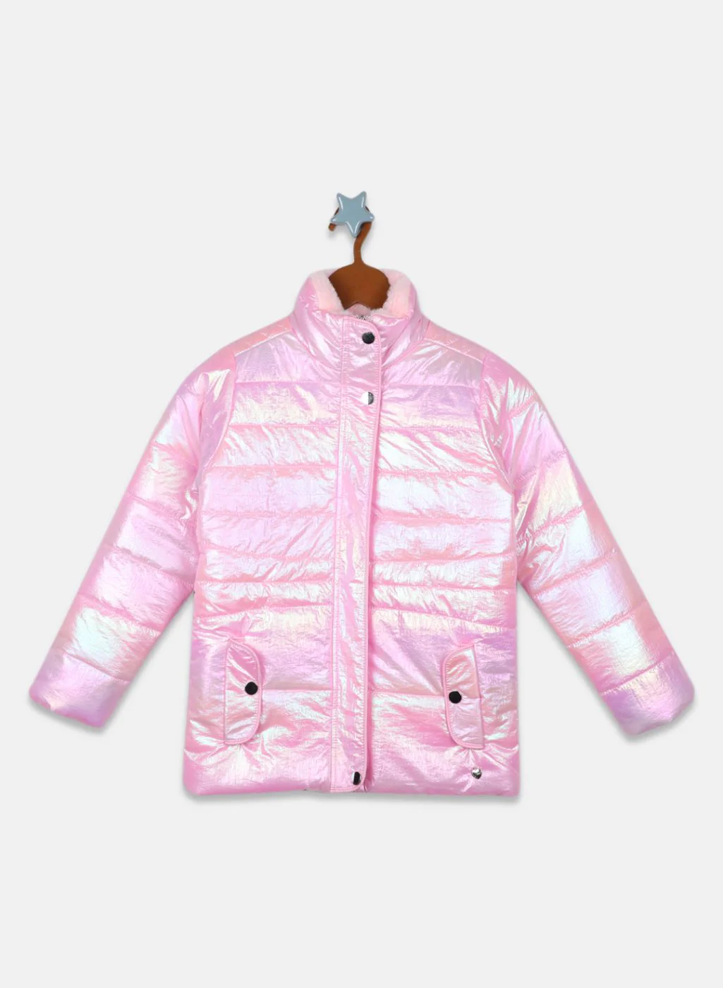 Girls Pink Solid Jacket