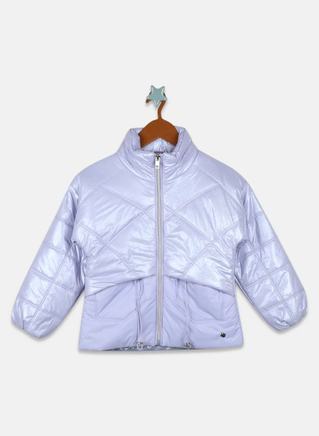 Girls Purple Printed Jacket