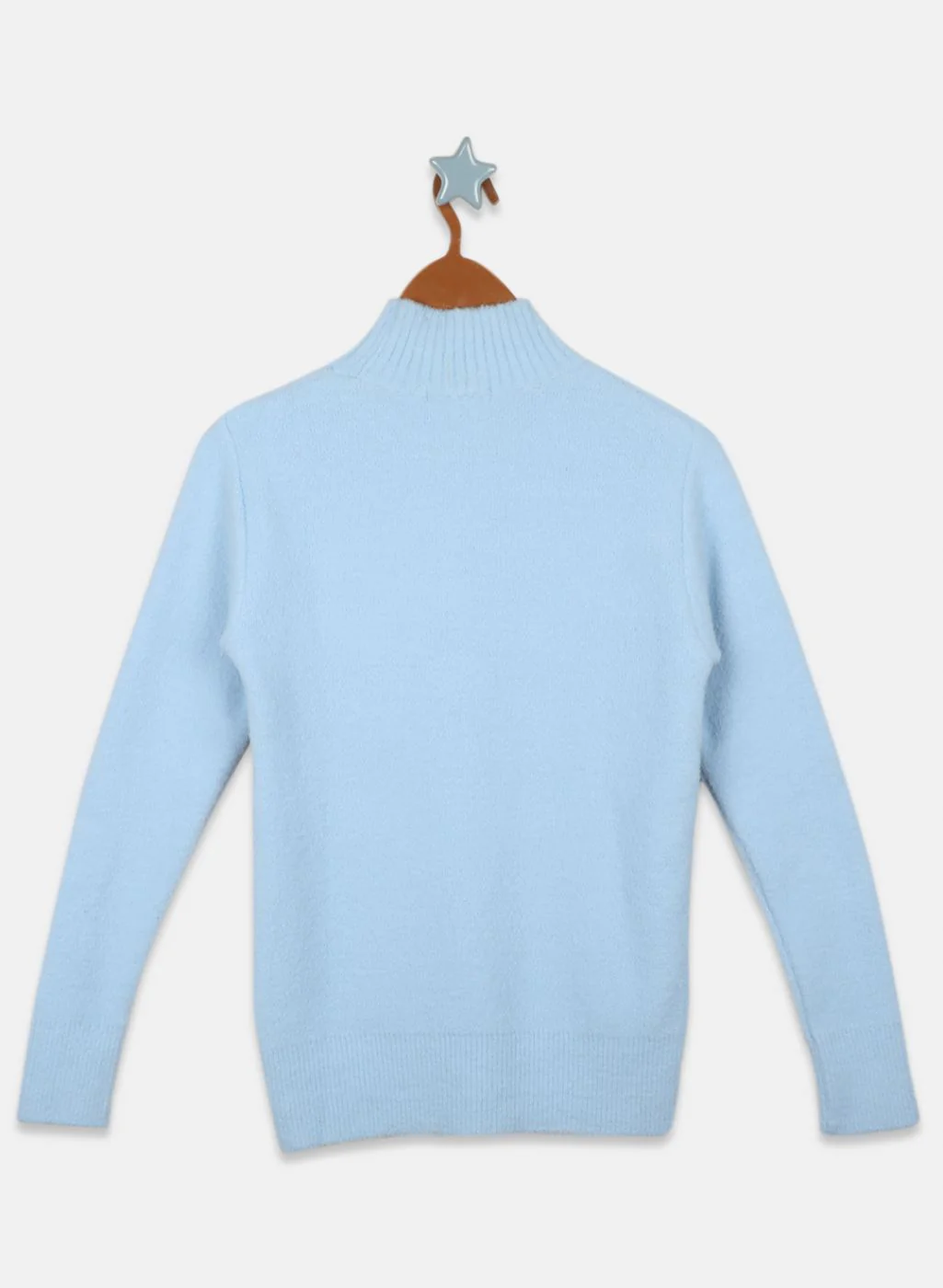 Girls Sky Blue Solid Top - Image 2