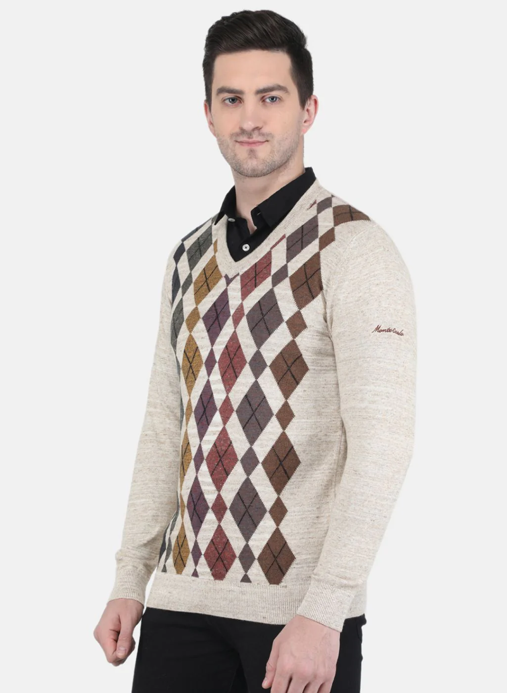 Men Beige Printed Pullover - Image 2