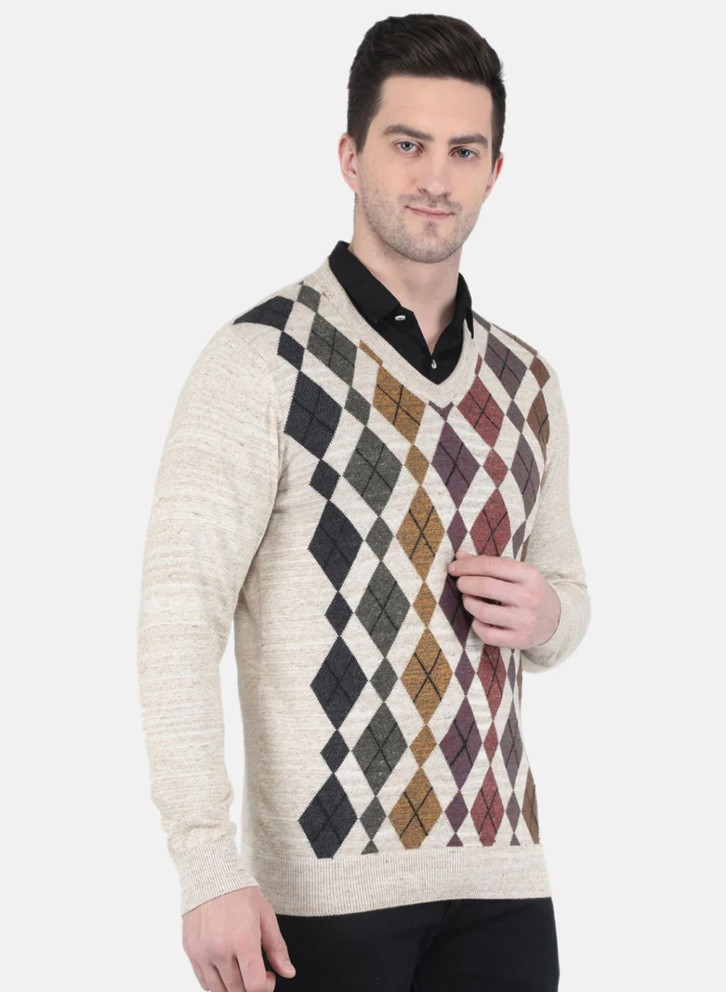 Men Beige Printed Pullover - Image 6