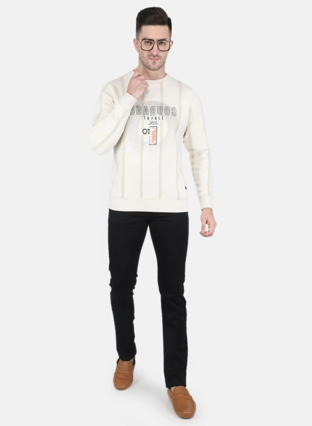 Men Beige Printed Sweatshirt - Image 4