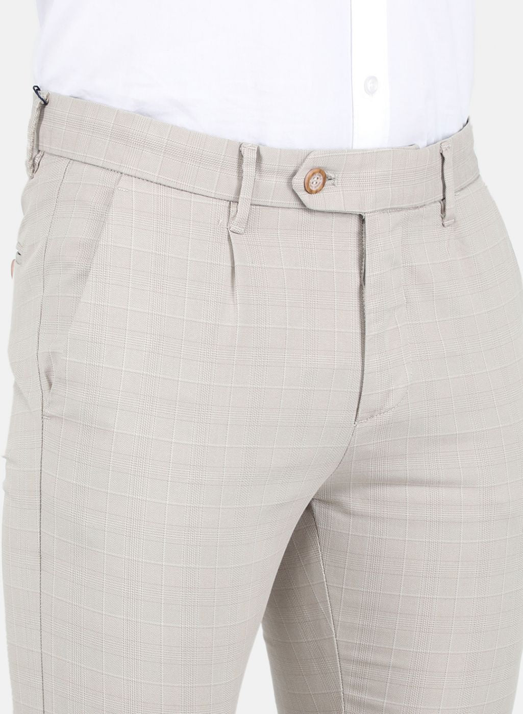 Men Beige Smart Fit Trouser - Image 5