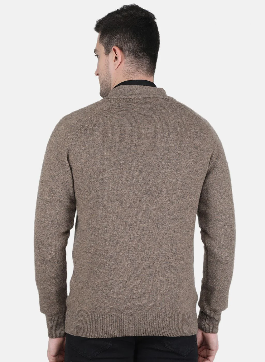 Men Beige Solid Cardigan - Image 3