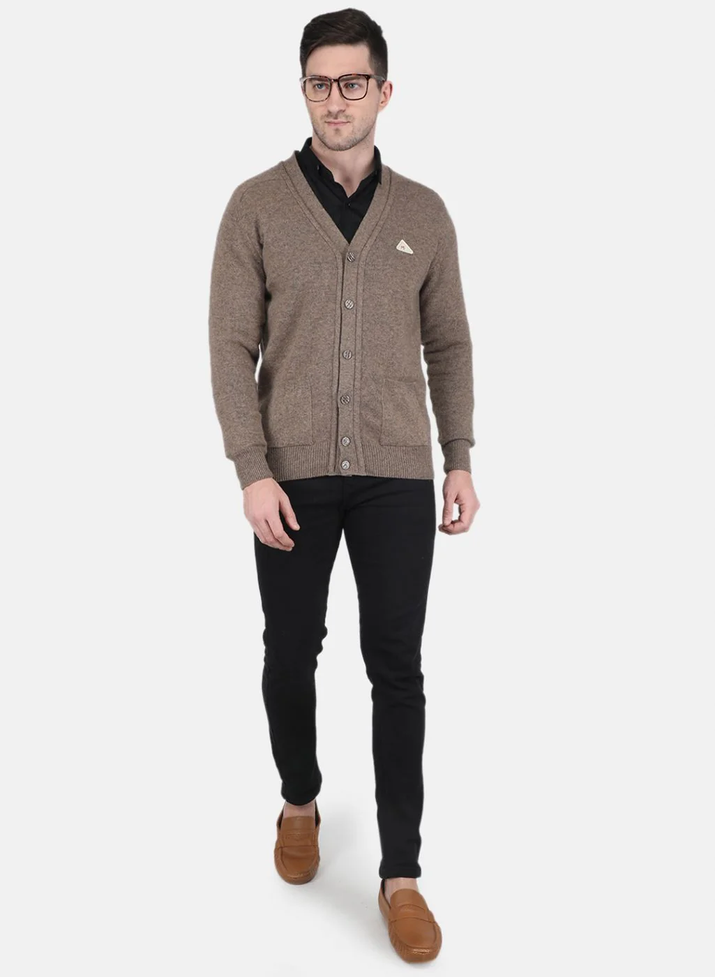 Men Beige Solid Cardigan - Image 4
