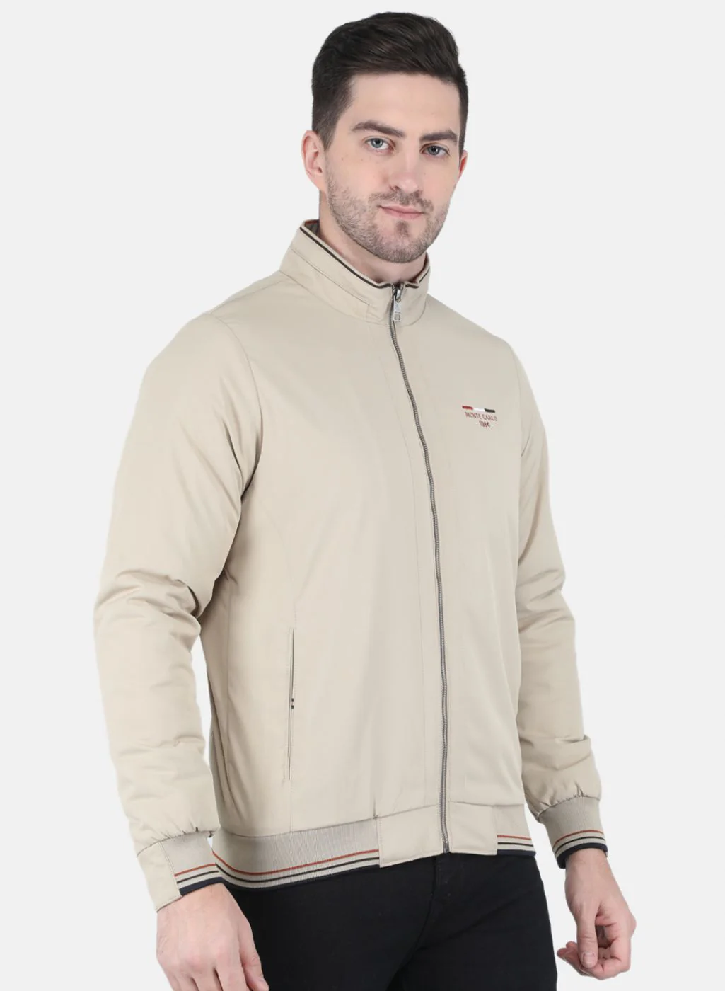 Men Beige Solid Jacket - Image 6