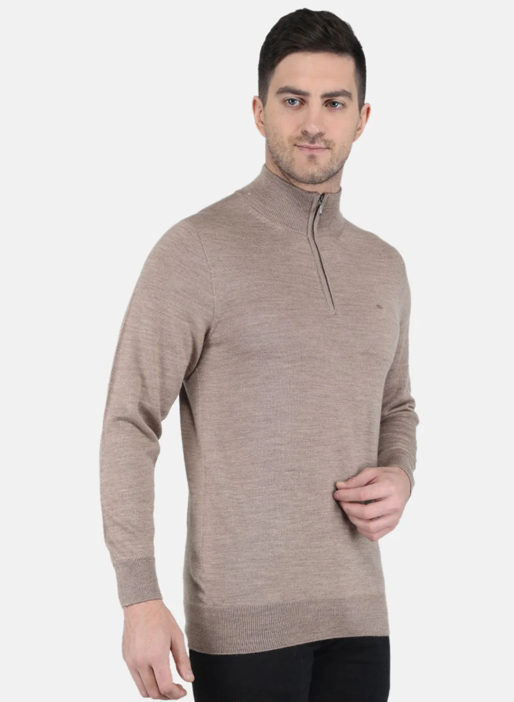 Men Beige Solid Pullover - Image 6
