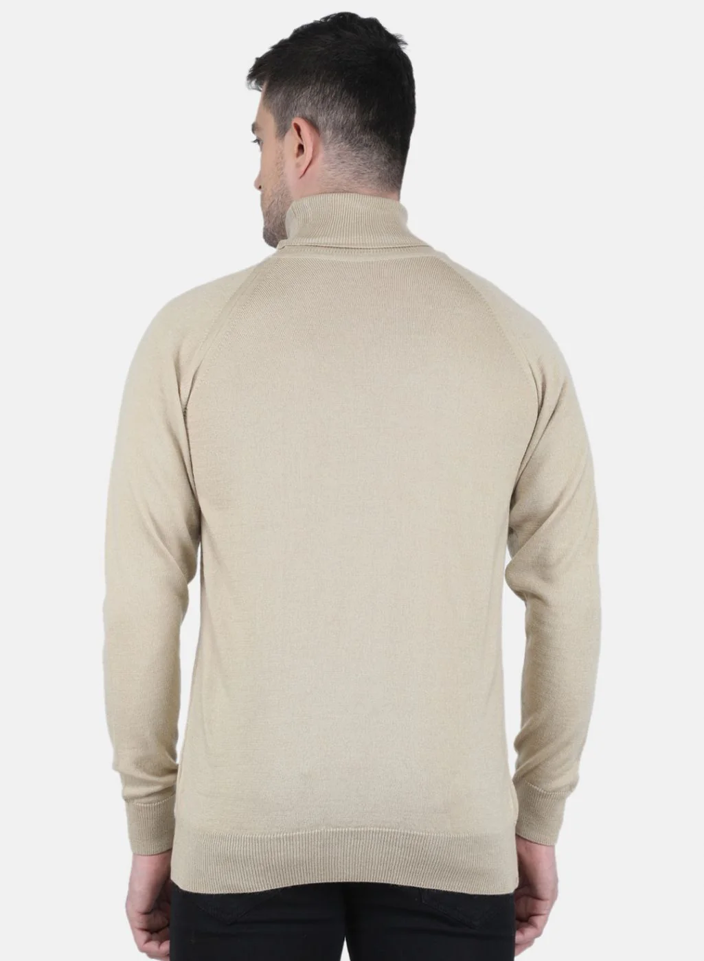Men Beige Solid Pullover - Image 3