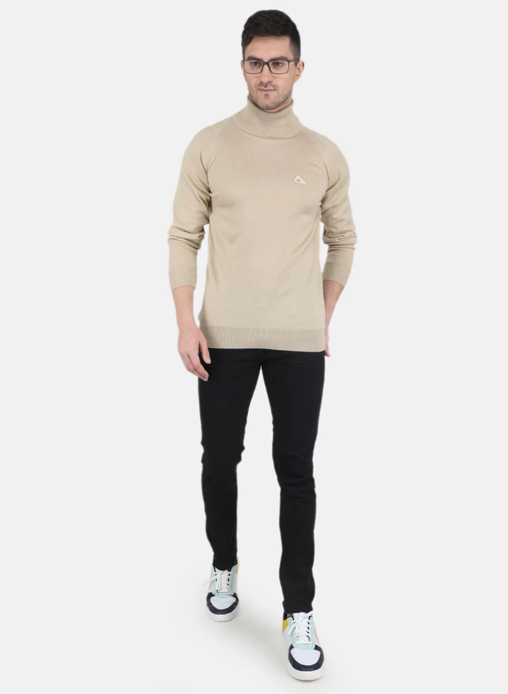 Men Beige Solid Pullover - Image 4