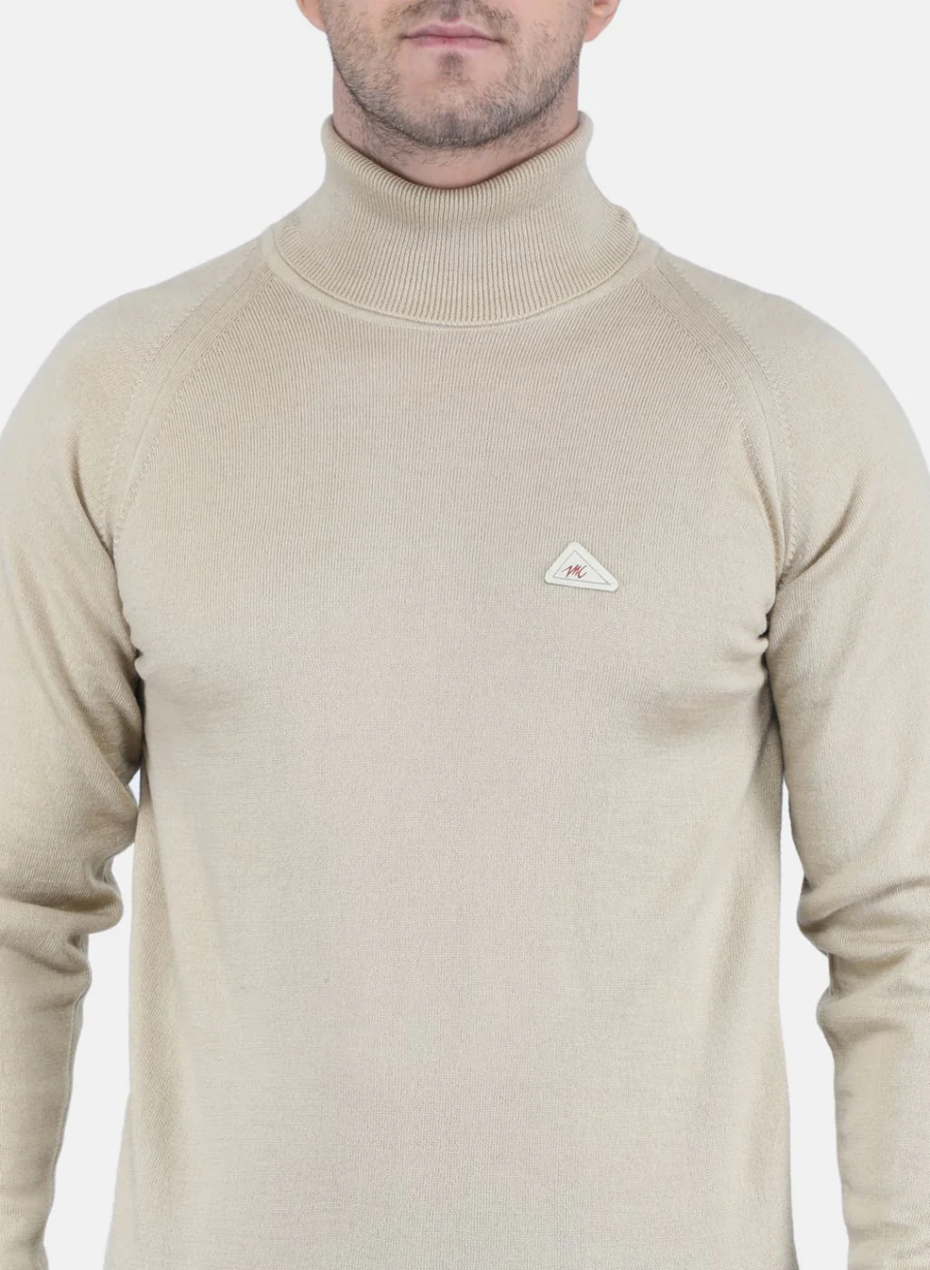Men Beige Solid Pullover - Image 5